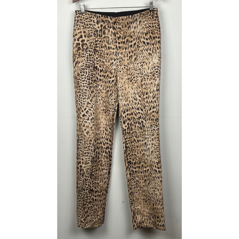Nygard Luxe Slims Straight Leg Pants Size M Brown Leopard Print Y2K Streetwear